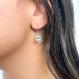 2 2/3 CTW Oval Blue Sapphire & Round Diamond Oval Halo Drop/Dangle Earrings in 14K White Gold (MDR220057)