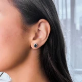 2 7/8 CTW Oval Blue Sapphire & Round Diamond Oval Floral Halo Stud Earrings in 14K White Gold (MDR220082)
