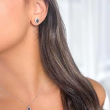 2 7/8 CTW Oval Blue Sapphire & Round Diamond Oval Floral Halo Stud Earrings in 14K White Gold (MDR220082)