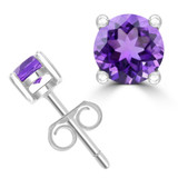 5/8 CTW Round Purple Amethyst Solitaire Stud Earrings in 14K White Gold (MDR220089)