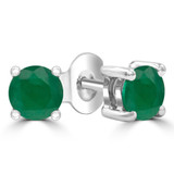 2/3 CTW Round Green Emerald Solitaire Stud Earrings in 14K White Gold (MDR220090)