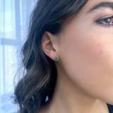 2/3 CTW Round Green Emerald Solitaire Stud Earrings in 14K White Gold (MDR220090)