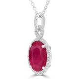 2 9/10 CTW Oval Red Ruby & Round Diamond Infinity Halo Pendant Necklace in 14K White Gold (MDR220126)