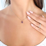 1 1/10 CT Oval Purple Amethyst Solitaire Pendant Necklace in 14K White Gold (MDR220139)