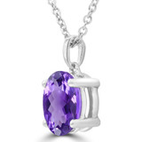 1 1/10 CT Oval Purple Amethyst Solitaire Pendant Necklace in 14K White Gold (MDR220139)