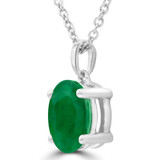 1 1/10 CT Oval Green Emerald Solitaire Pendant Necklace in 14K White Gold (MDR220140)