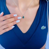 1 1/10 CT Oval Green Emerald Solitaire Pendant Necklace in 14K White Gold (MDR220140)