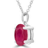 1 2/3 CT Oval Red Ruby Solitaire Pendant Necklace in 14K White Gold (MDR220141)