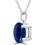 1 5/8 CT Oval Blue Sapphire Solitaire Pendant Necklace in 14K White Gold (MDR220142)