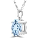 1 1/2 CT Oval Blue Topaz Solitaire Pendant Necklace in 14K White Gold (MDR220143)