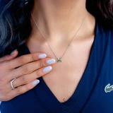 1/3 CTW Marquise Green Emerald & Marquise Diamond Floral Necklace in 14K White Gold (MDR220180)