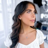 1 1/8 CTW Round Blue Topaz & Round Diamond Halo Pendant Necklace in 14K White Gold (MDR220197)