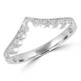 1/5 CTW Round Diamond Vintage Tiara Semi-Eternity Anniversary Wedding Band Ring in 14K White Gold (MDR220204)
