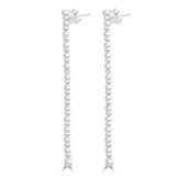 7/8 CTW Round Diamond Bezel Set Vintage Drop/Dangle Earrings in 18K White Gold (MDR220234)