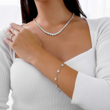 1 CTW Round Diamond Two-Strand Chain Bracelet in 18K White Gold (MDR220238)