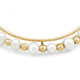 Round White Pearl Baby Bangle Bracelet in 14K Yellow Gold (MDR220258)