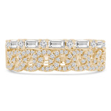 5/8 CTW Baguette Diamond Two-row Spiral & Alternating Round Semi-Eternity Anniversary Wedding Band Ring in 18K Yellow Gold (MDR230003)