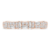 2/5 CTW Baguette Diamond Accent Patterned Semi-Eternity Anniversary Wedding Band Ring in 18K Rose Gold (MDR230004)