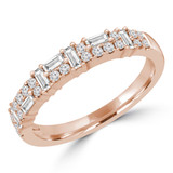 2/5 CTW Baguette Diamond Accent Patterned Semi-Eternity Anniversary Wedding Band Ring in 18K Rose Gold (MDR230004)