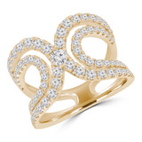 1 1/2 CTW Round Diamond Split Criss-Cross "U" Cocktail Ring in 18K Yellow Gold (MDR230008)