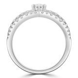 1 1/5 CTW Round Diamond Split-shank Criss-cross Cocktail Ring in 18K White Gold (MDR230010)