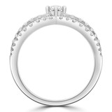 1 1/5 CTW Round Diamond Split-shank Criss-cross Cocktail Ring in 18K White Gold (MDR230010)