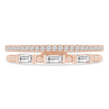 1/4 CTW Baguette Diamond Split Beaded Semi-Eternity Anniversary Wedding Band Ring in 18K Rose Gold (MDR230012)