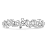 2/5 CTW Baguette Diamond Staggered Set Semi-Eternity Anniversary Wedding Band Ring in 18K White Gold (MDR230013)