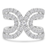 1 1/2 CTW Round Diamond Split Criss-Cross "U" Cocktail Ring in 18K White Gold (MDR230014)