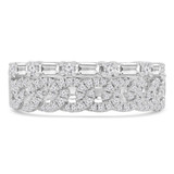 5/8 CTW Baguette Diamond Two-row Spiral & Alternating Round Semi-Eternity Anniversary Wedding Band Ring in 18K White Gold (MDR230020)