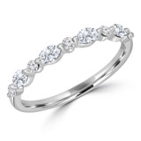 2/5 CTW Oval Diamond Alternating Round Shared Prong Semi-Eternity Anniversary Wedding Band Ring in 18K White Gold (MDR230025)