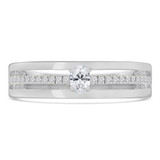 1/5 CTW Oval Diamond Split-shank Solitaire with Accents Engagement Ring in 18K White Gold (MDR230035)