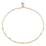 White & Rose Gold Ball Chain Bracelet in 14K Yellow Gold (MDR230039)