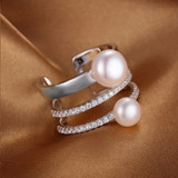 Round White Freshwater Pearl Cocktail Ring in 0.925 White Sterling Silver (MDS170100)