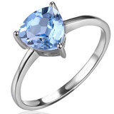 1 1/2 CT Trillion Blue Topaz Cocktail Ring in 0.925 White Sterling Silver (MDS170122)