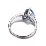 1 1/2 CT Trillion Blue Topaz Cocktail Ring in 0.925 White Sterling Silver (MDS170123)