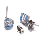 1 7/8 CTW Trillion Blue Topaz 3-Prong Stud Earrings in 0.925 White Sterling Silver (MDS170124)