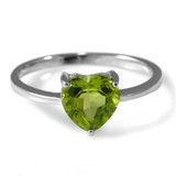 1 1/3 CT Heart Green Peridot Cocktail Ring in 0.925 White Sterling Silver (MDS170221)