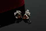 1 1/5 CTW Heart Red Garnet 3-Prong Stud Earrings in 0.925 White Sterling Silver (MDS170222)