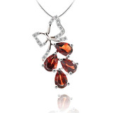 3 2/5 CTW Oval Red Garnet Bow-tiePendant Necklace in 0.925 White Sterling Silver With Chain (MDS170223)