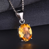 4 1/5 CTW Oval Yellow Citrine Earrings, Ring and Pendant Set in 0.925 White Sterling Silver (MDS170226)