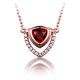 2/5 CTW Trillion Red Garnet Trillion Bezel Set Necklace 18K Rose Gold Plated in 0.925 Sterling Silver (MDS170302)