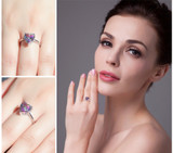 2 2/3 CT Heart Mystic Topaz Heart Cocktail Ring in 0.925 White Sterling Silver (MDS170440)