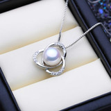 Round White Freshwater Pearl TrinityPendant Necklace in 0.925 White Sterling Silver With Chain (MDS210001)