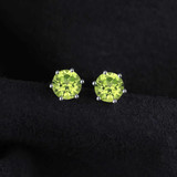 1 1/10 CTW Round Green Peridot Stud Earrings in 0.925 White Sterling Silver (MDS210105)