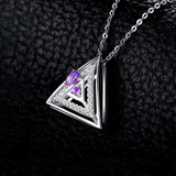 3/5 CTW Multi-shaped Purple Amethyst TrianglePendant Necklace in 0.925 White Sterling Silver With Chain (MDS210147)