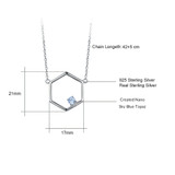 Round Blue Nano Topaz Hexagon Necklace in 0.925 White Sterling Silver (MDS210178)