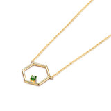 Round Green Nano Diopside Hexagon Necklace in 0.925 White Sterling Silver (MDS210179)