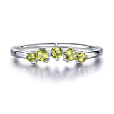 Round Green Nano Peridot Five-Stone Cocktail Ring in 0.925 White Sterling Silver (MDS210217)