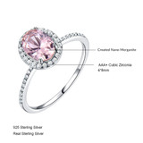 Oval Pink Nano Morganite Halo Cocktail Ring in 0.925 White Sterling Silver (MDS210219)